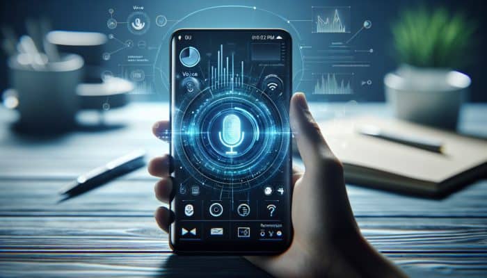 Smartphone showing Siri with clear, concise queries like "Set a reminder for 3 PM" and "What's the weather in London?" against a modern background.
