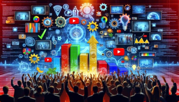 A colourful digital interface displaying various YouTube playlists with thumbnails, enhancing engagement and SEO.