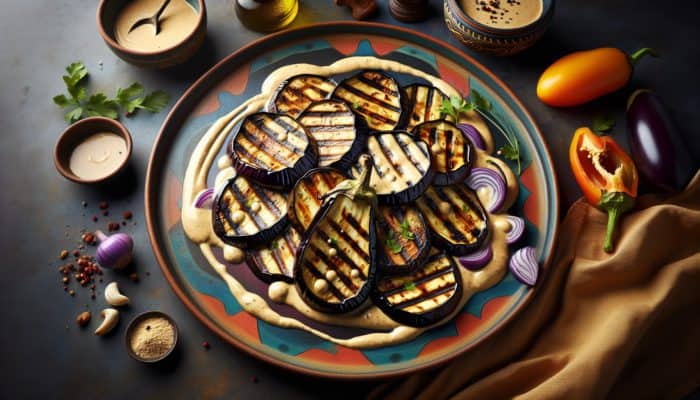 Grilled Eggplant Delight with Savoury Tahini Sauce