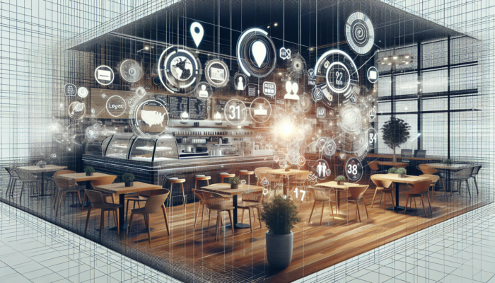 Redesigned modern UK café website in Cinderford, showcasing sleek interfaces, local maps, reviews, and scenes of surging footfall and online orders.