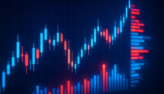 Volume at Price VAP chart showcasing vibrant volume bars over candlestick patterns